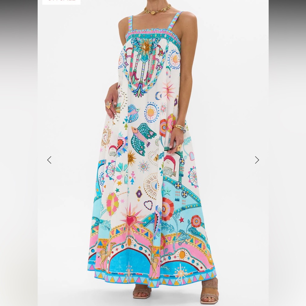 Camilla Multicolor Patterned Maxi Wide Strap Sund… - image 1